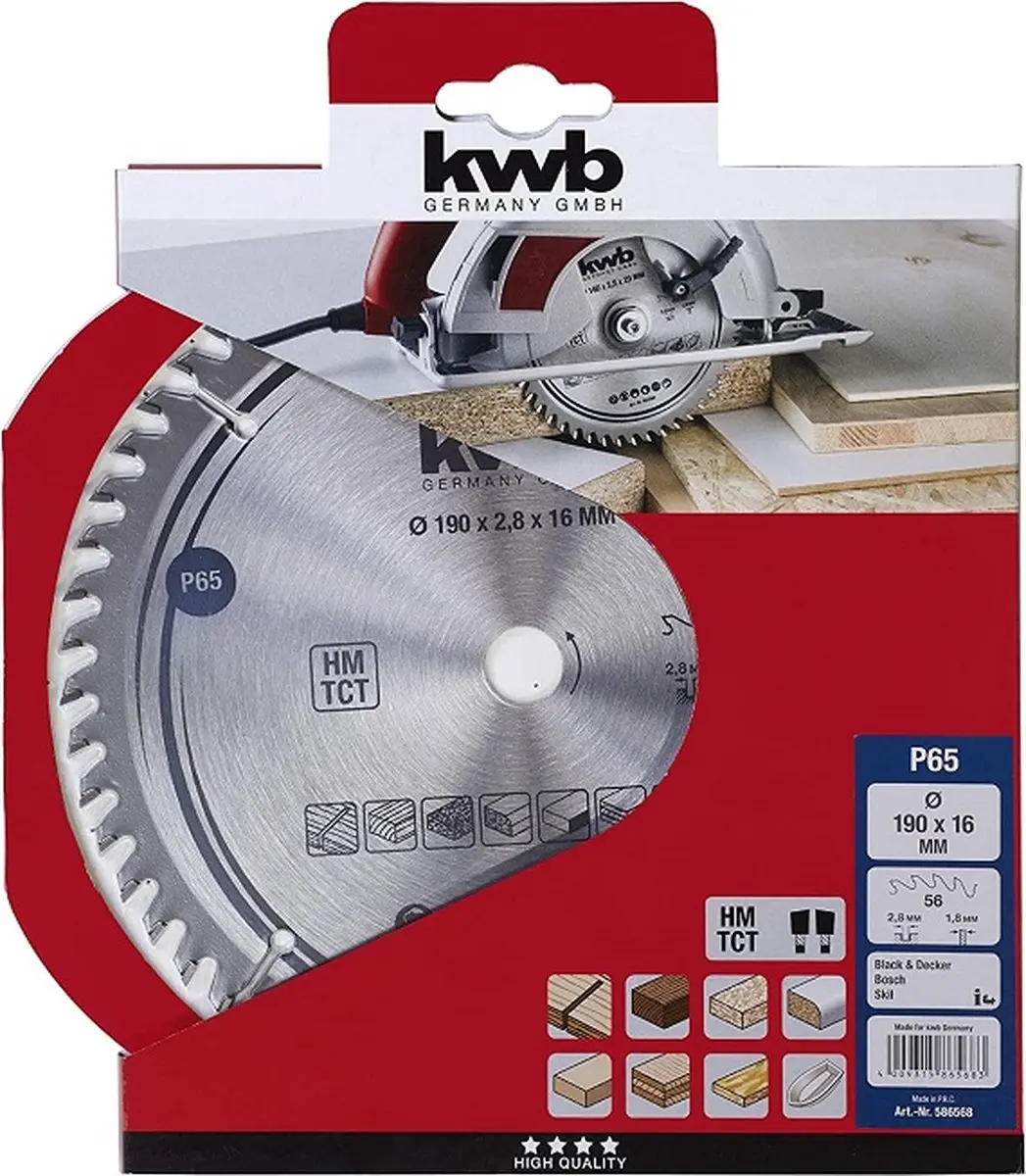 KWB Cirkelzaagblad P65 190x16mm - 56 Tanden - afbeelding 3 van 3