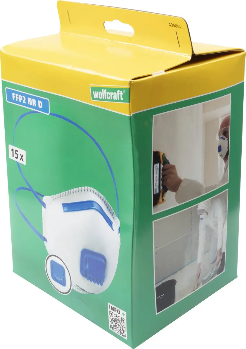 Wolfcraft Stofmasker FFP2 - 15 Stuks - Blauw/Wit - afbeelding 6 van 6