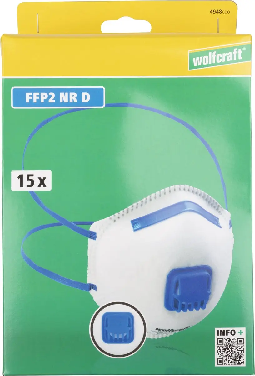 Wolfcraft Stofmasker FFP2 - 15 Stuks - Blauw/Wit - afbeelding 4 van 6