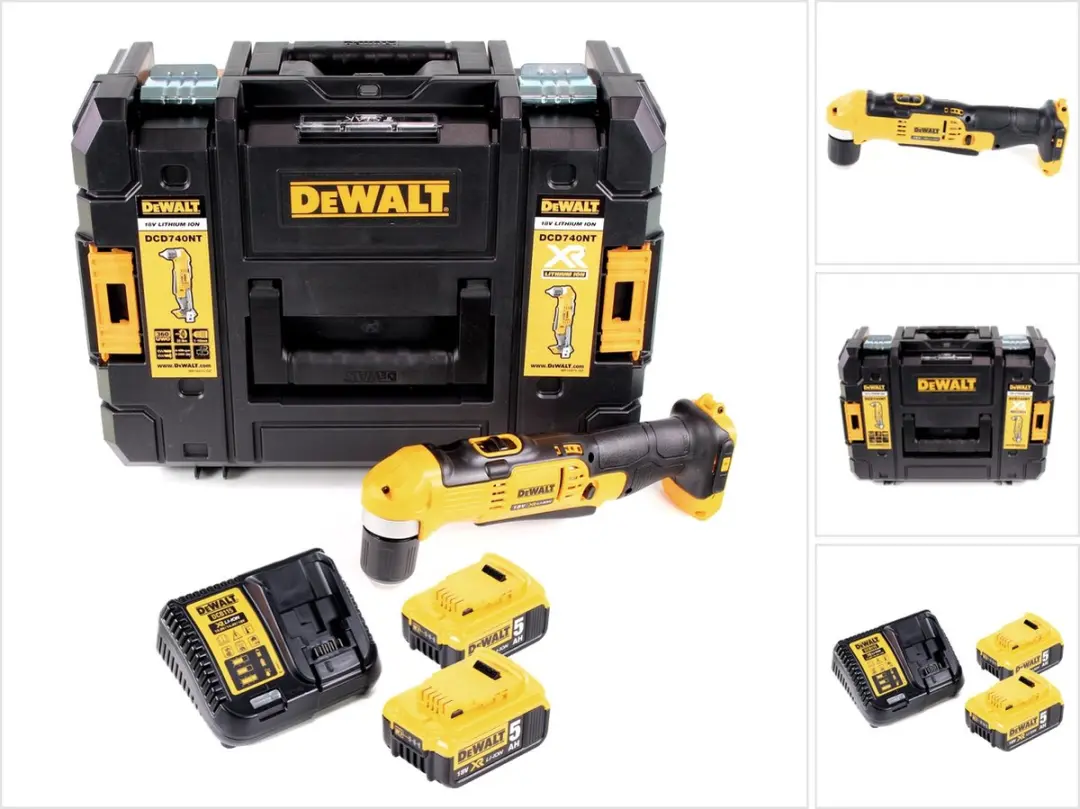 Dewalt DCD 740 P2 accu-haakse boormachine 18V 33Nm + 2x accu 5,0Ah + oplader + T