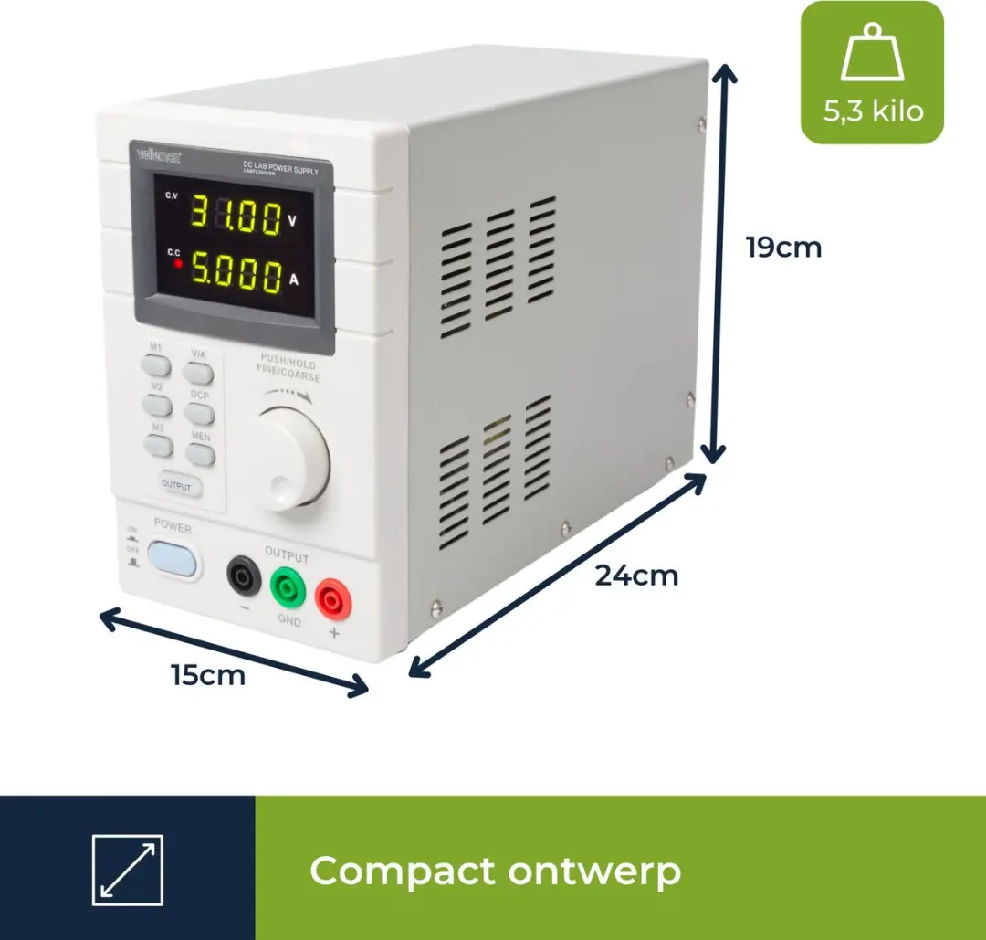 Velleman Programmeerbare Laboratoriumvoeding 30V/5A - USB - Wit/Grijs - afbeelding 4 van 6