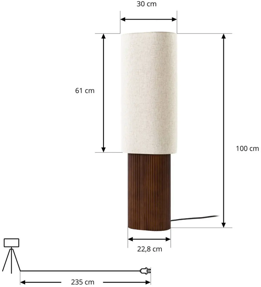 Lindby Vloerlamp Walnoothout Beige