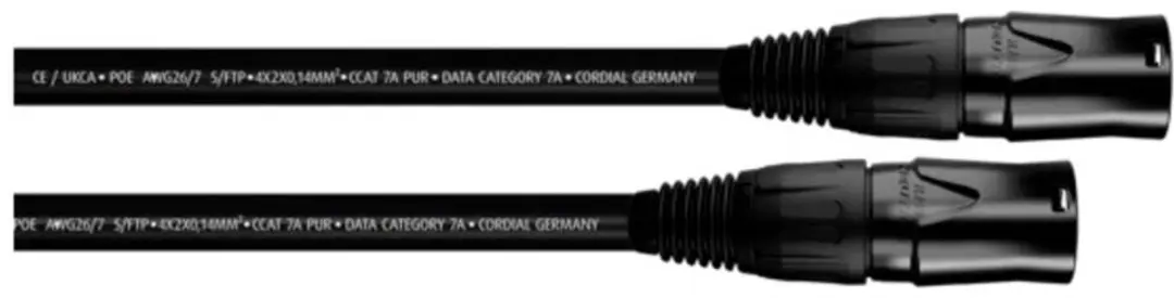 Cordial 15590 RJ45 Netwerkkabel, patchkabel CAT 7a S/FTP 2.00 m Zwart PUR-mantel