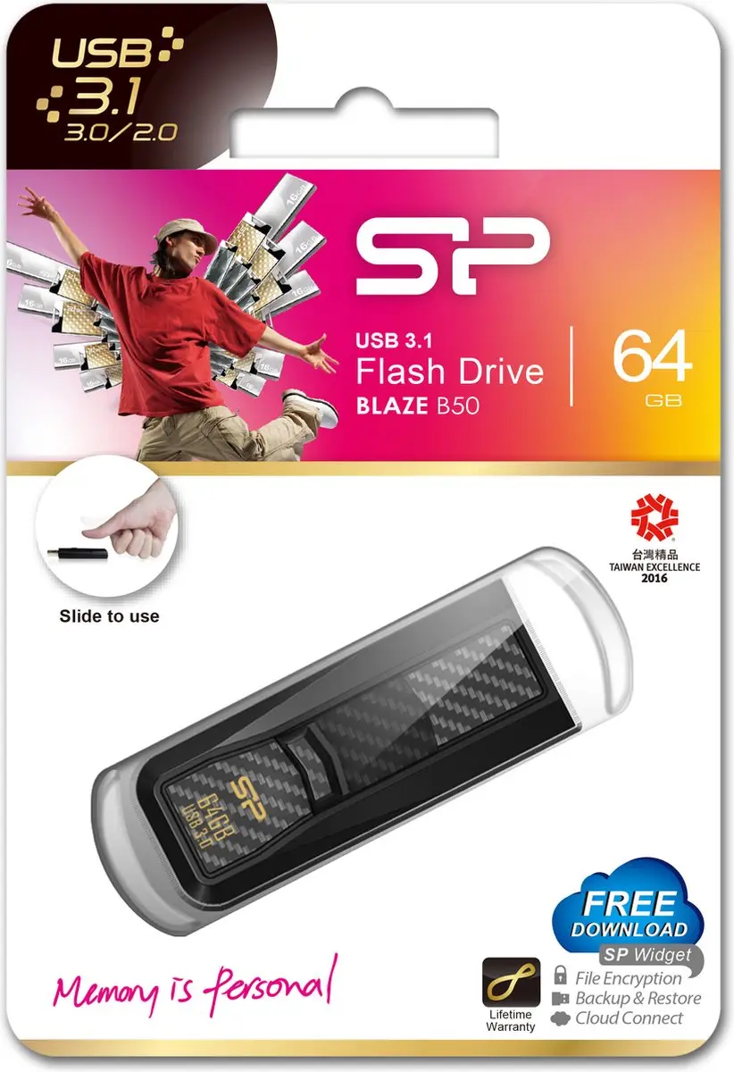 Silicon Power B50 Blaze USB 3.1 64GB - Zwart