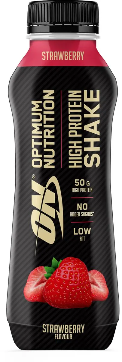 Optimum Nutrition High Protein Shake - Aardbei - Ready to Drink Whey Protein - 500 ml (1 flessen)