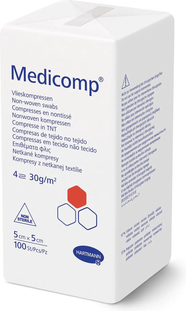 Hartmann Medicomp MDR Non-woven Kompres Blauw - 100 Stuks