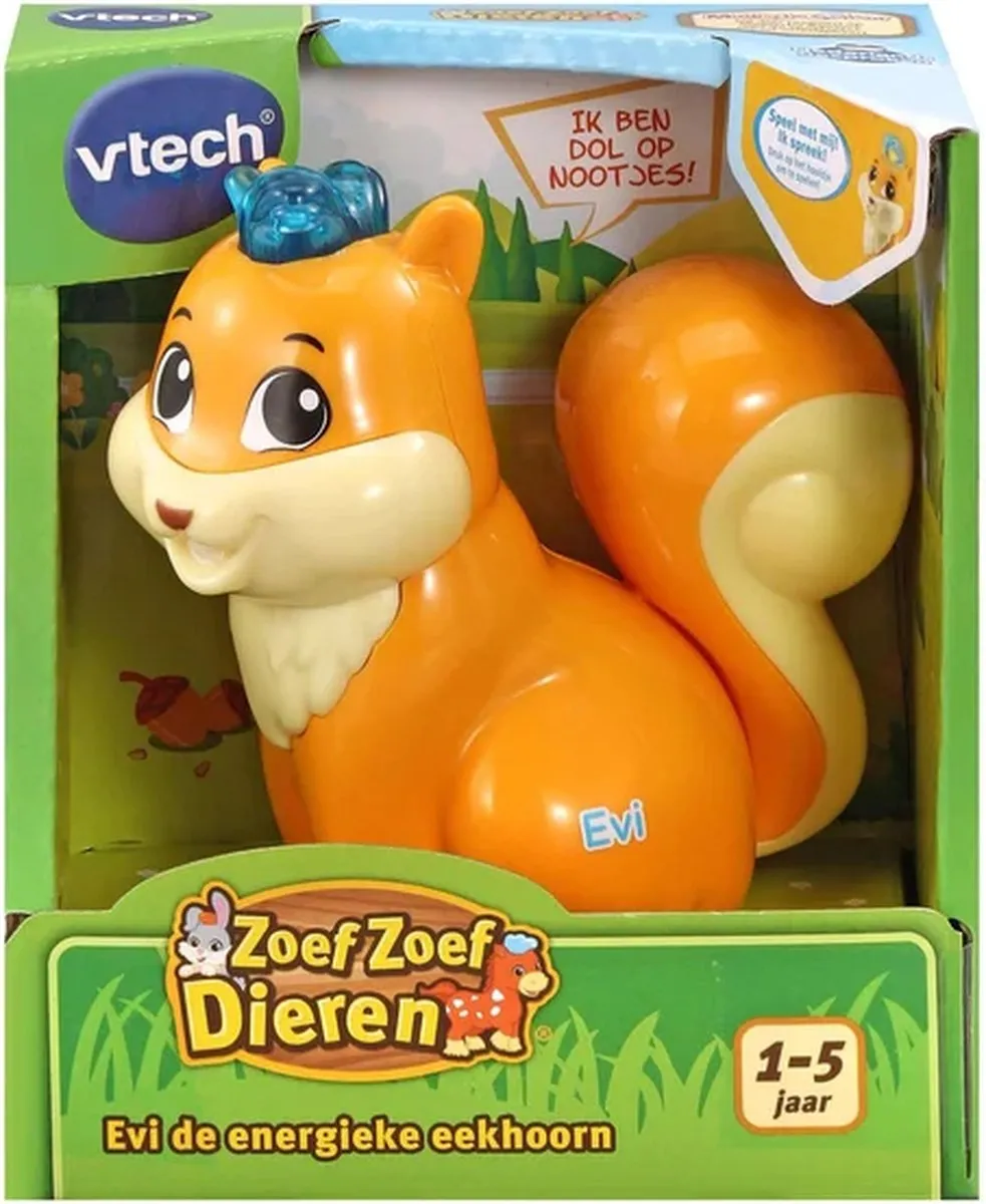 VTech Zoef Zoef Dieren - Evi de Energieke Eekhoorn - Educatief Speelfiguur - Interactief Speelgoed - 1 tot 5 Jaar