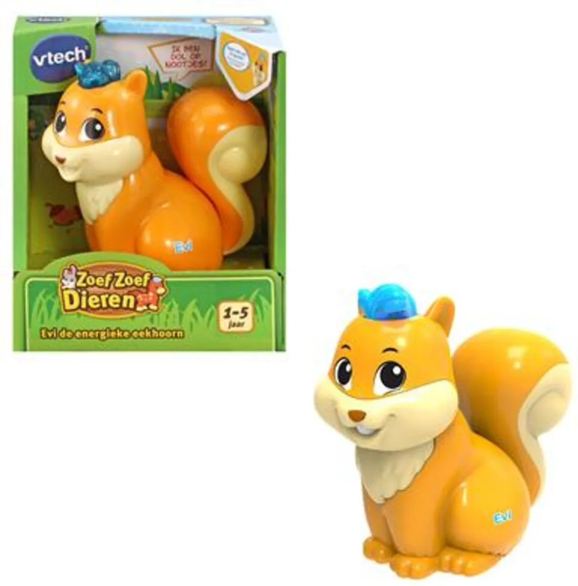 VTech Zoef Zoef Dieren - Evi de Energieke Eekhoorn - Educatief Speelfiguur - Interactief Speelgoed - 1 tot 5 Jaar