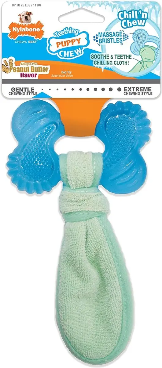 Nylabone Puppy Freezer Bone With Wash Cloth Pindakaassmaak