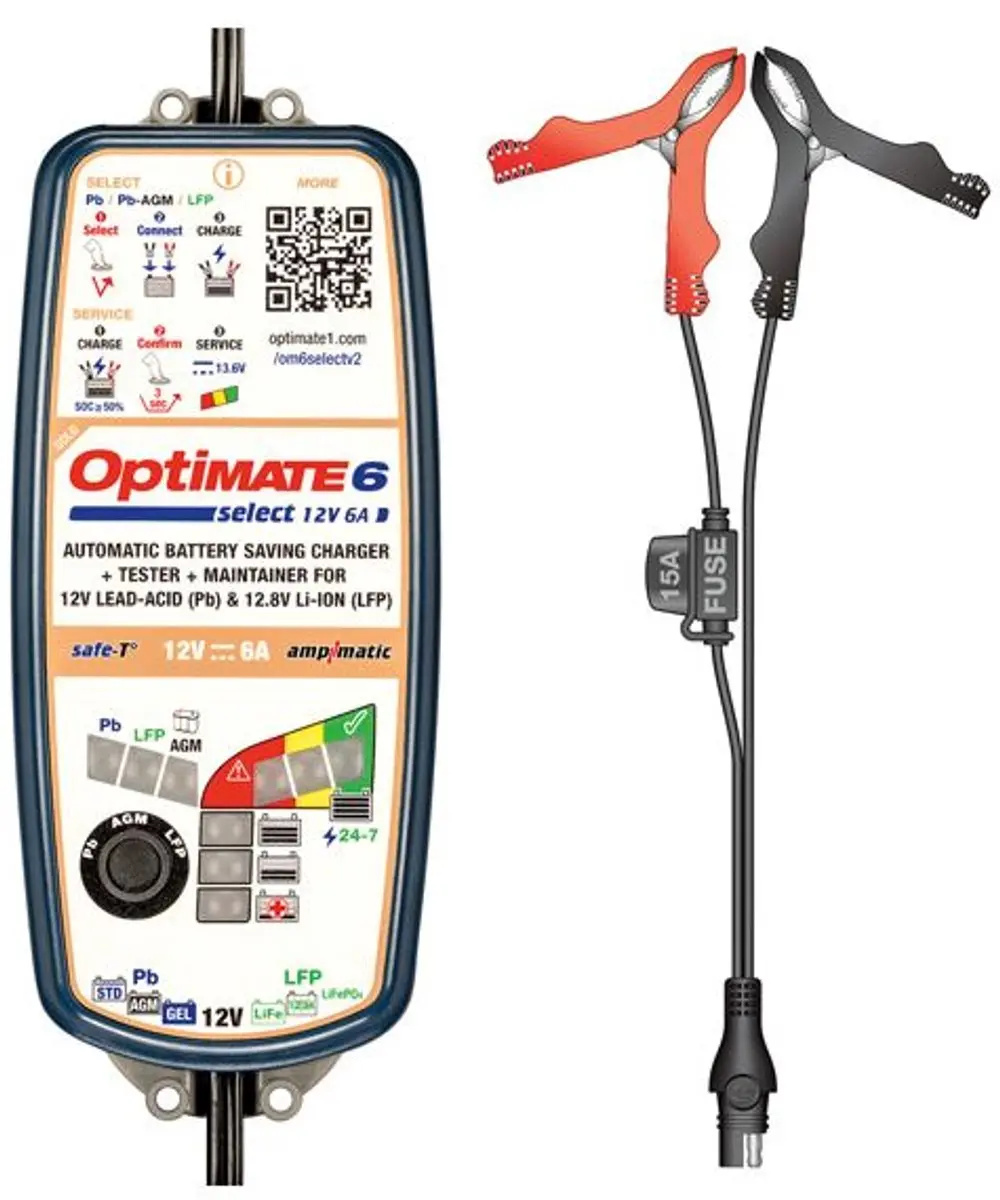 Optimate OptiMate 6 Select V2 12V 6A Lader - TM-370 V2 - 9-traps Onderhoudslader