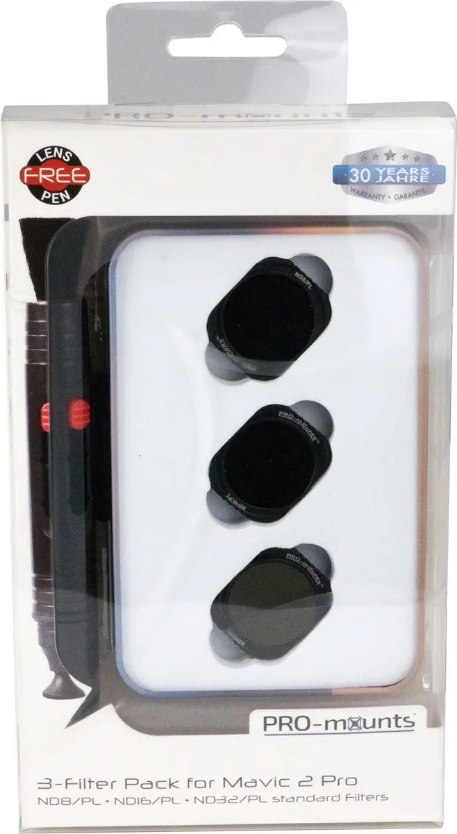 PRO-mounts 3-Filter Pack for Mavic 2 Pro (ND8/PL + ND16/PL + ND32/PL standard)