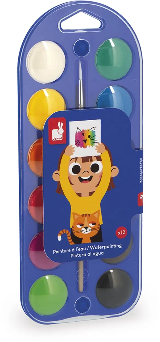 Janod Colo Waterverfset 12 Kleuren - Multikleur