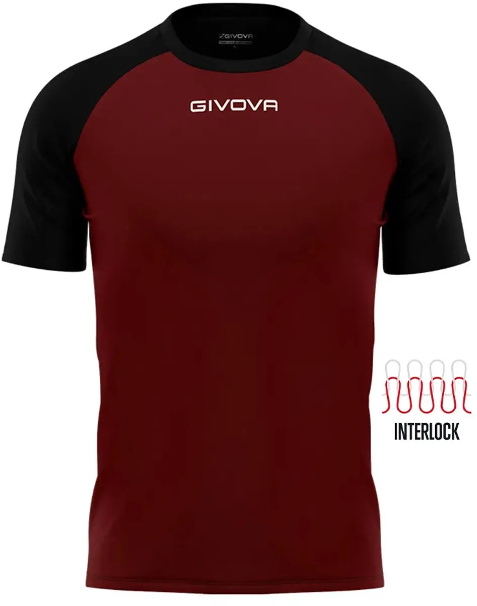 Givova Capo Sport T-shirt - XS - Granat/Zwart