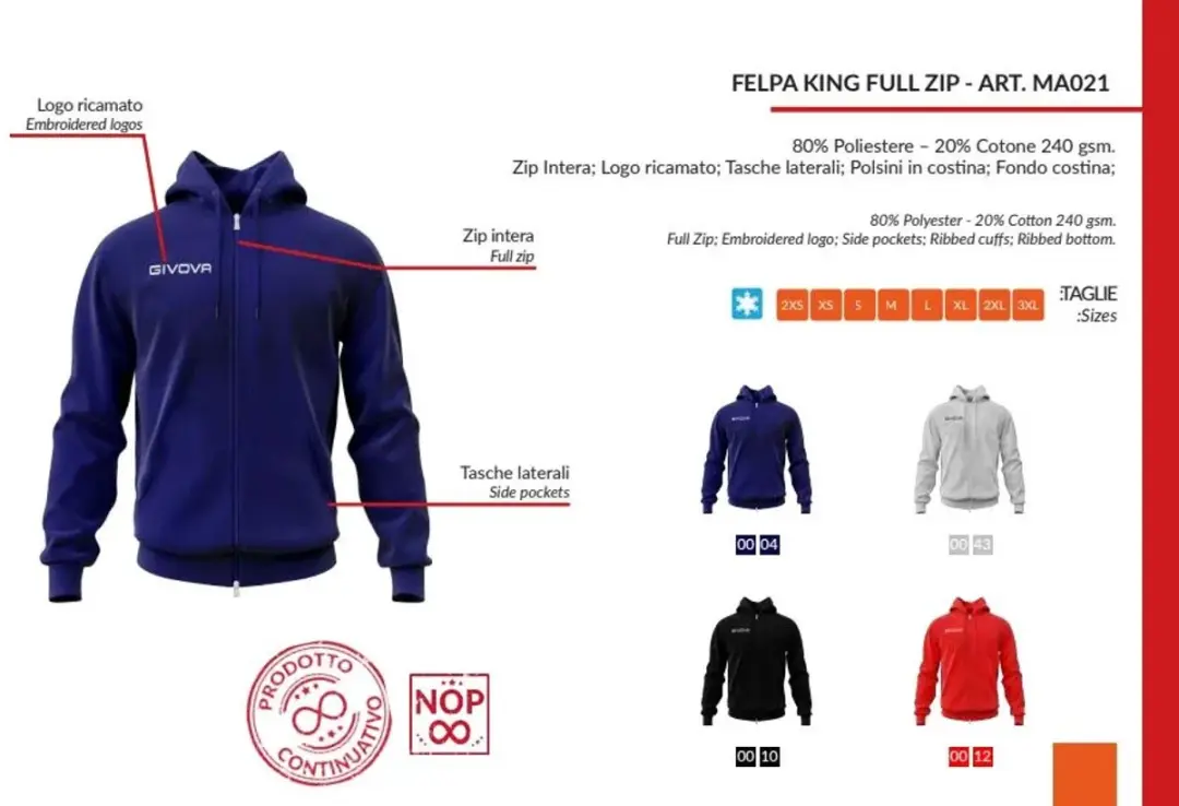 Givova King Sportsweater - XXL - Lichtgrijs - afbeelding 5 van 5