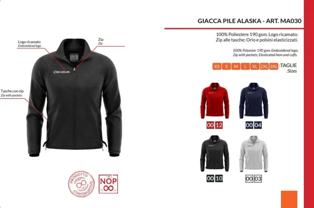 Givova Alaska Fleecesweater - XXL - Blauw - afbeelding 3 van 4