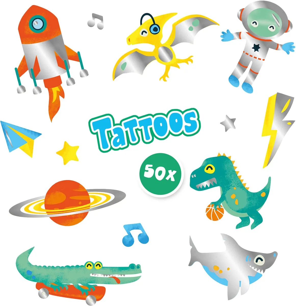 SES Creative Metallic Tatoeages 50 Stuks - Afwasbaar