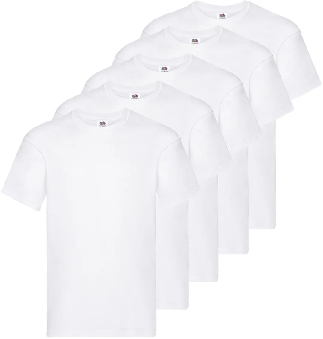 Set van 5 Fruit Of The Loom originele T-shirts Blanco