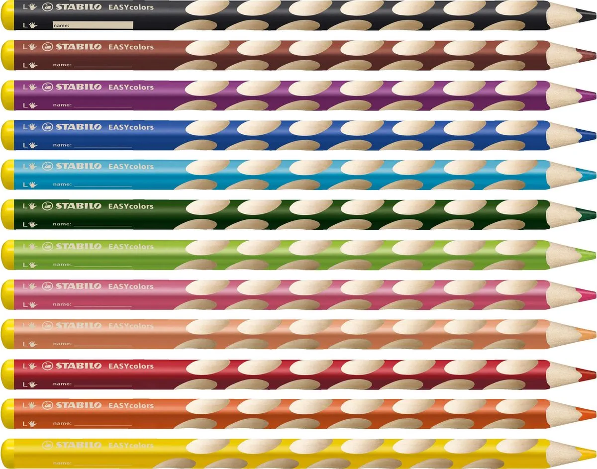 STABILO EASYcolors - Ergonomische Kleurpotloden - Linkshandig - Extra Dikke 4.2 mm Kern - Set Met 12 Kleuren