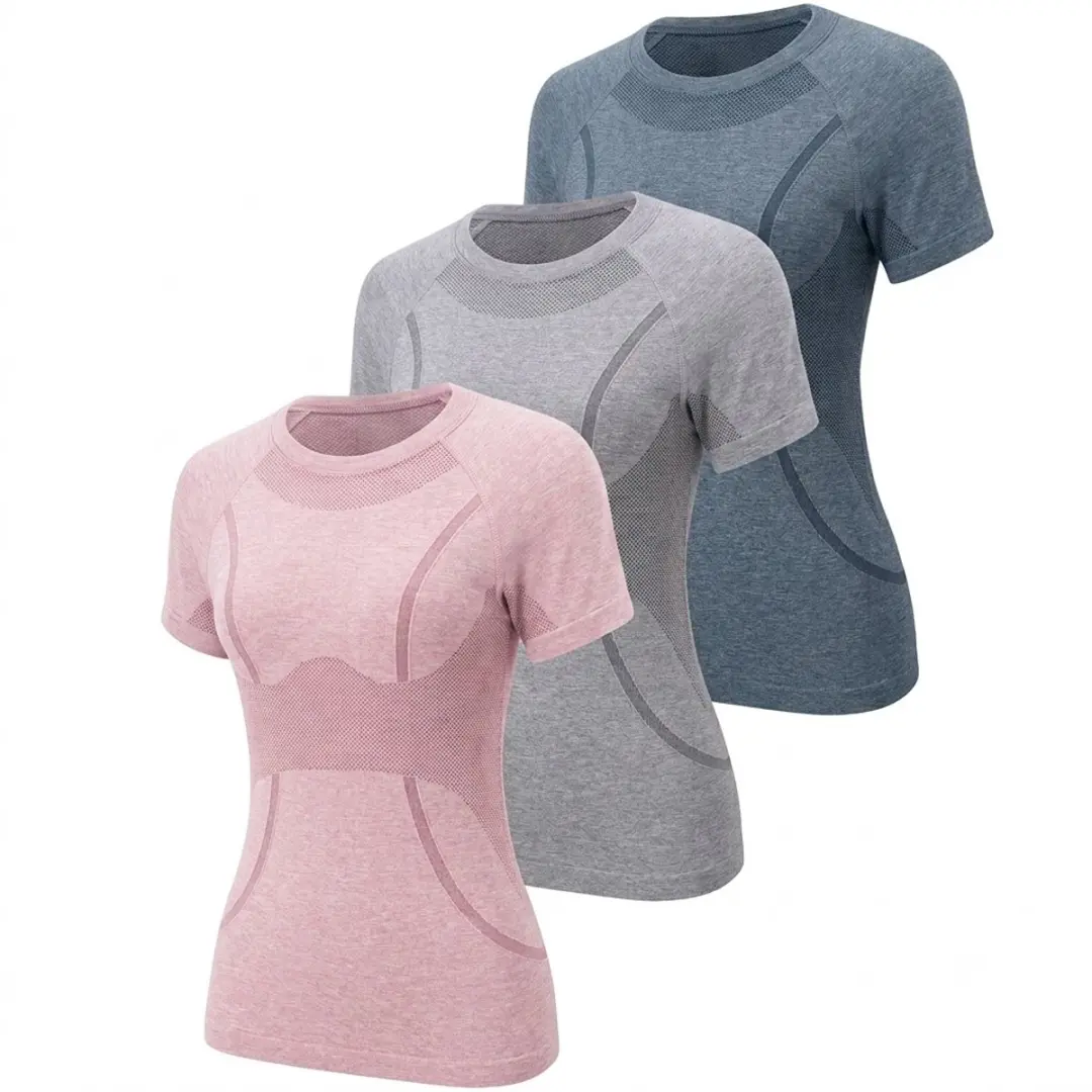 Gemengde kleur dames sportshirt set 3 stuks L Pilates T Shirt fitness shirt yoga