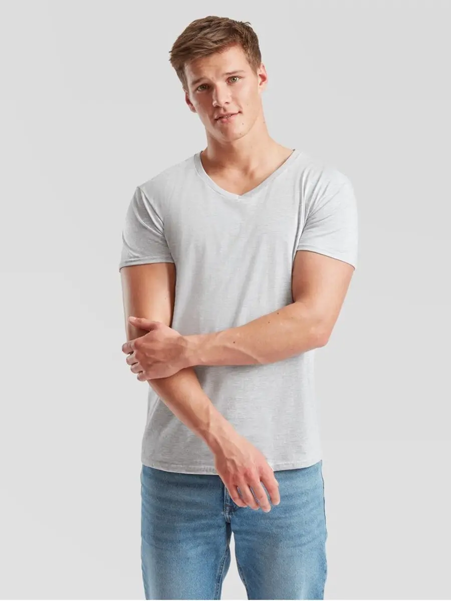 Fruit Of The Loom Iconisch 150 T-shirt met V-⁠hals Grijs