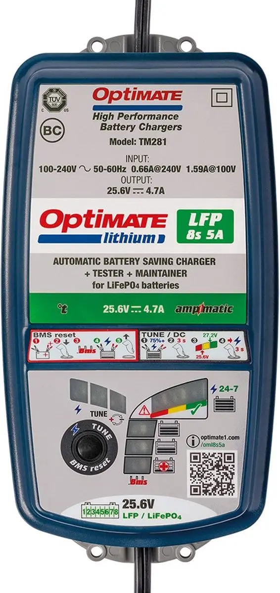 Tecmate OptiMate TM280 Acculader 24V - 8S LiFePO4/LFP
