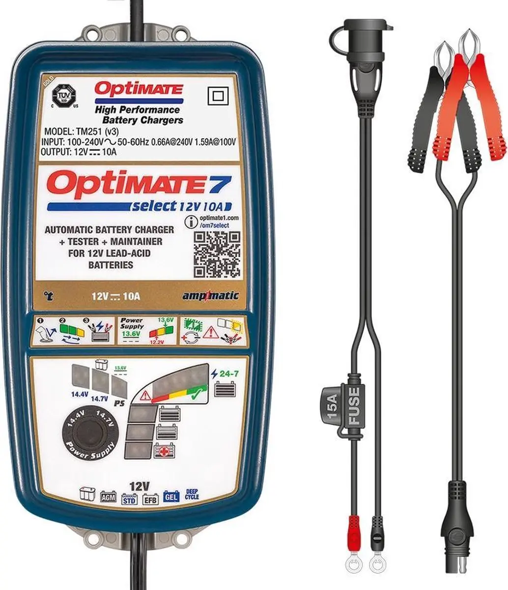 Tecmate OptiMate 7 Select TM250 V3 Acculader 12V 10A