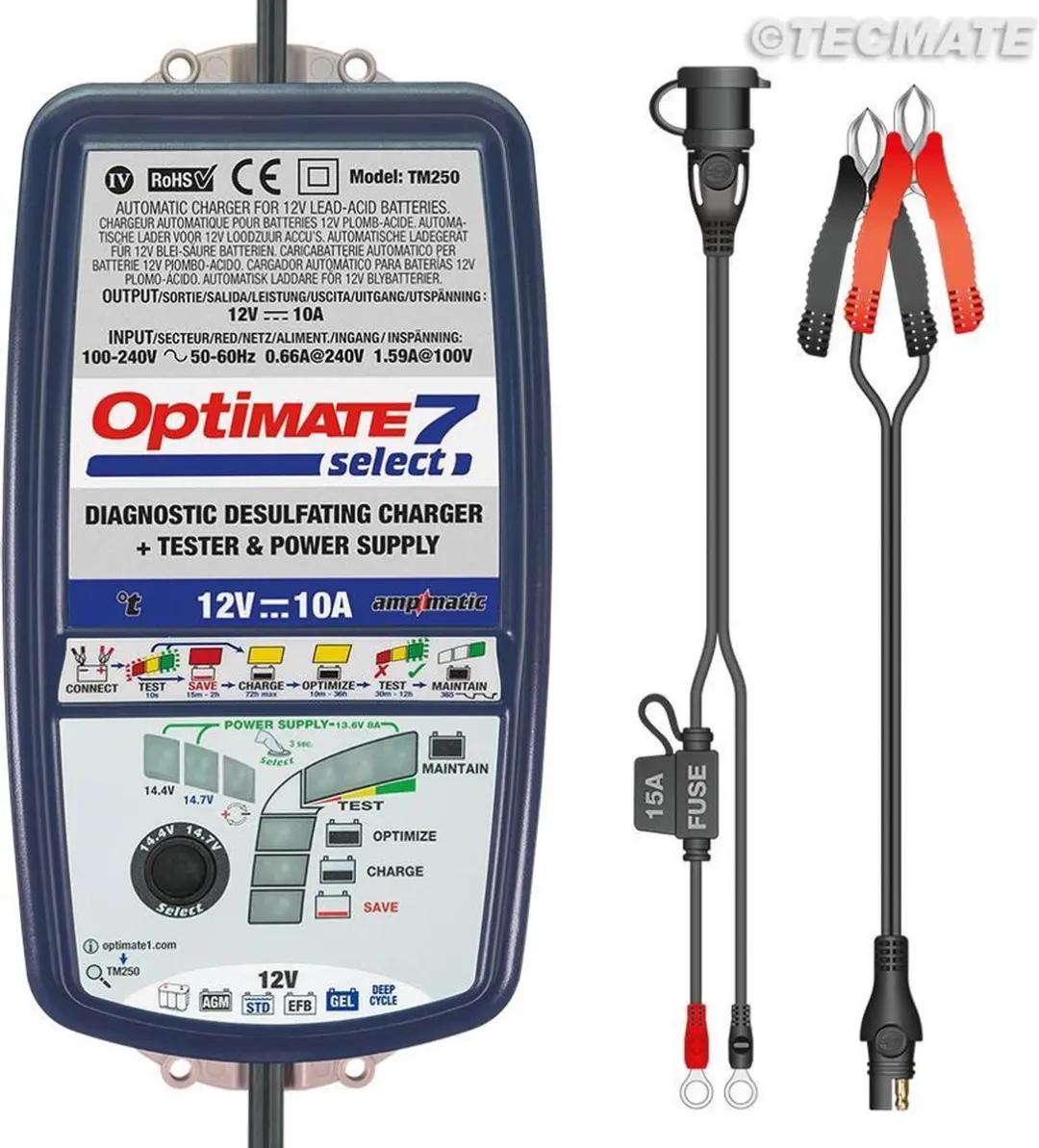 Tecmate OptiMate 7 Select TM250 V3 Acculader 12V 10A