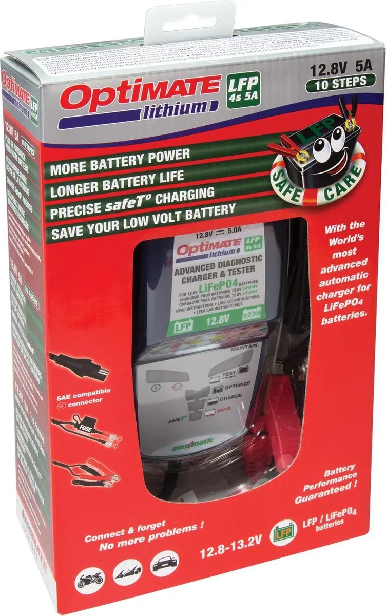 Tecmate OptiMate TM390 LiFePO4 Acculader 12.8V 6A - 4S