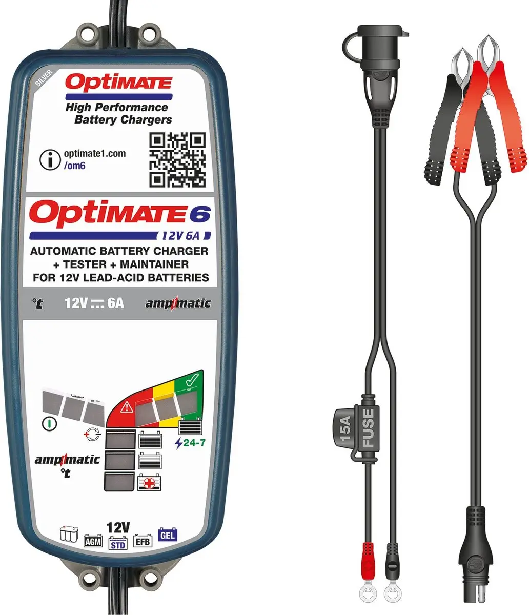 Tecmate OptiMate 6 TM360 Acculader 12V 6A - Loodzuur/AGM/Gel