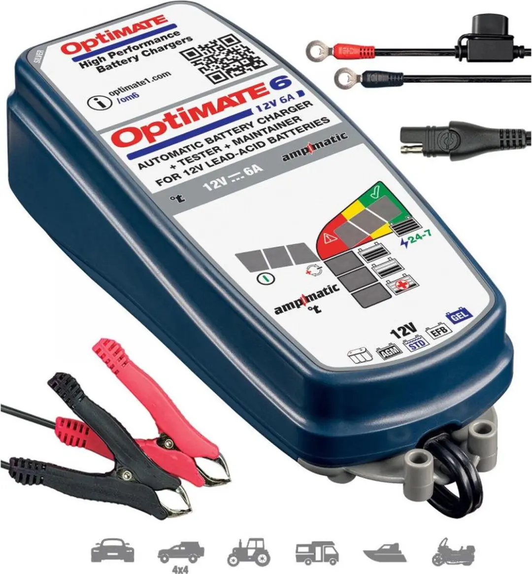 Tecmate OptiMate 6 TM360 Acculader 12V 6A - Loodzuur/AGM/Gel