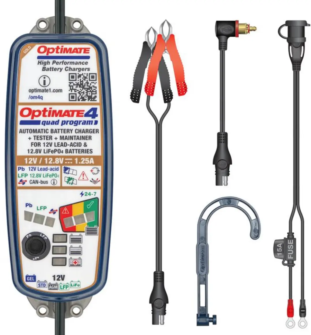 Tecmate Optimate 4 Quad Program CAN Acculader 12V 1.25A - Goud - afbeelding 6 van 6