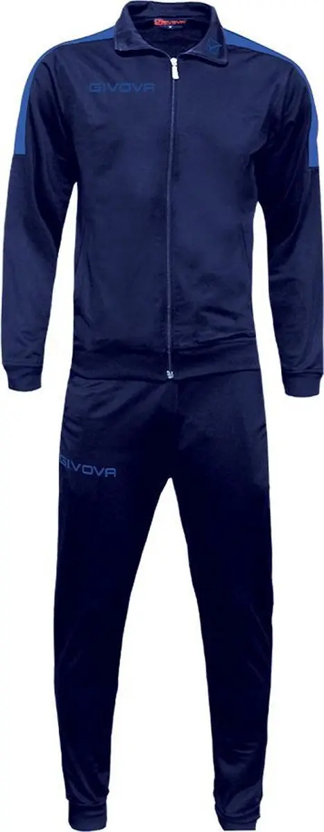 Trainingspak Givova TR033 Tuta Revolution, 0402 Navy Blauw/Royal Blauw, maat 3XS