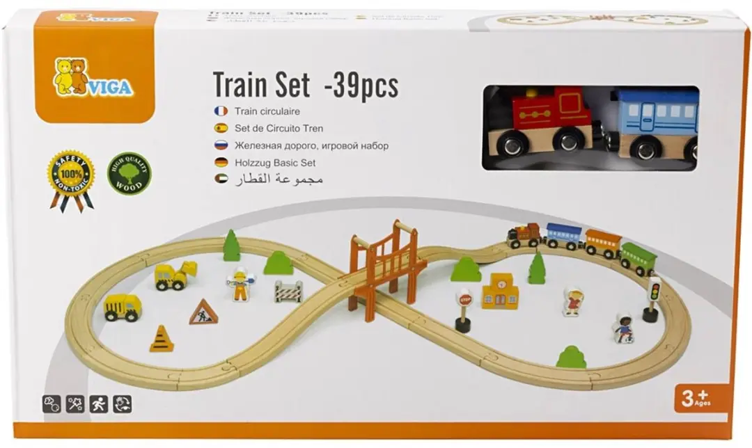 Viga Toys Treinbaan 50266 - 49 Onderdelen - Multicolor
