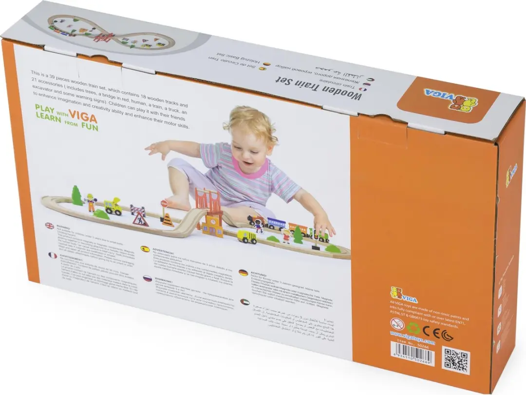 Viga Toys Treinbaan 50266 - 49 Onderdelen - Multicolor