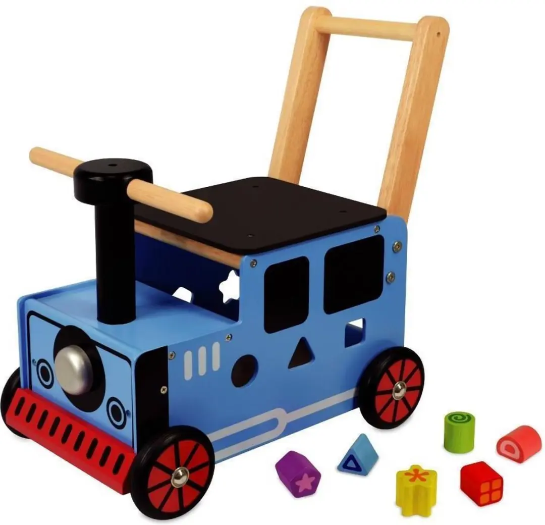 Loop/duwwagen trein Thomas Tank blauw