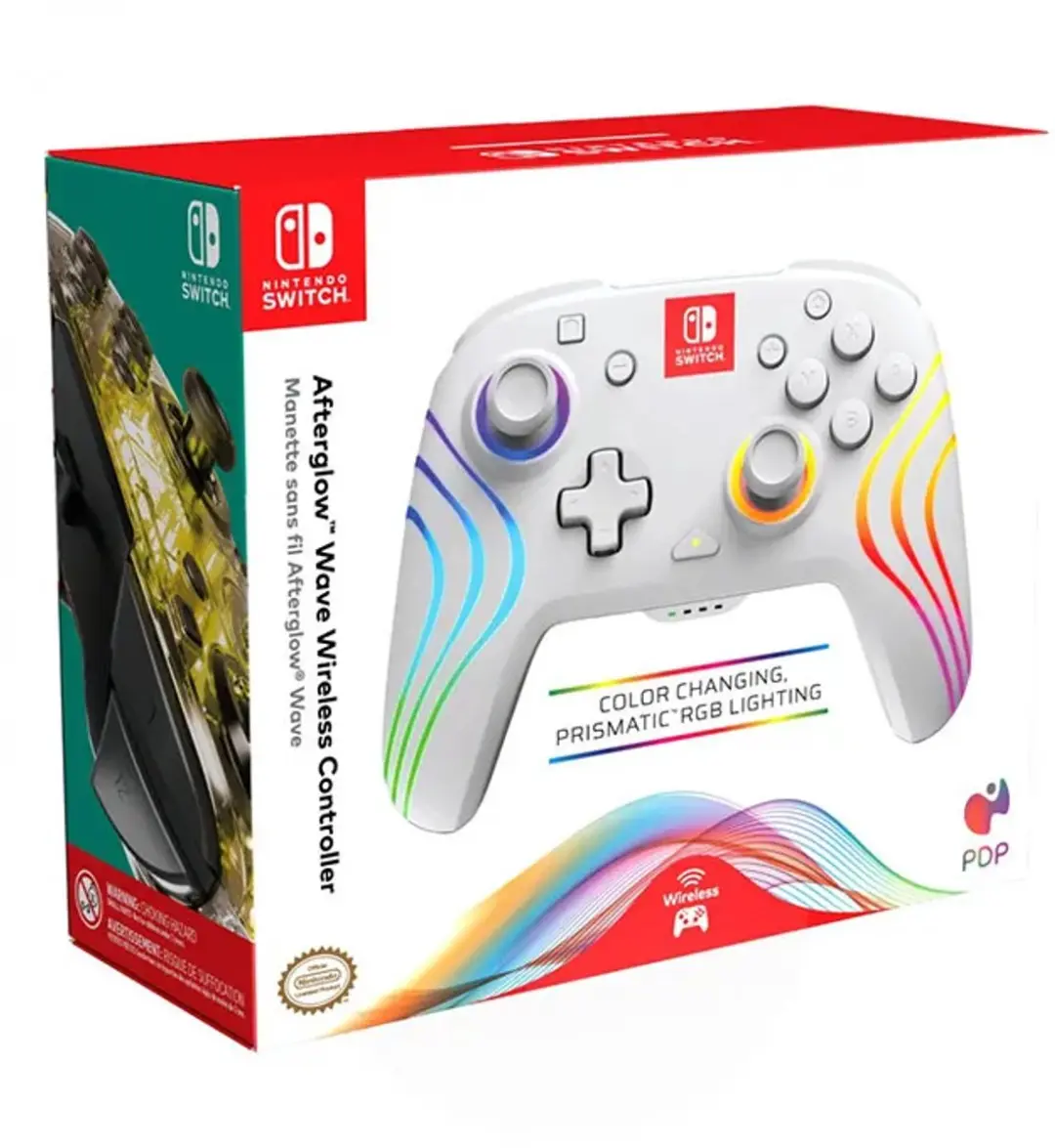 PDP AfterGlow Wave Nintendo Switch Controller 500-252-WH - Wit - afbeelding 2 van 6