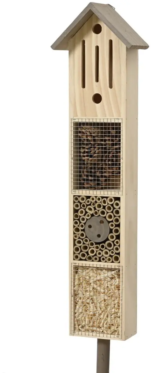 Kaemingk Insectenhotel met Grijs Dak op Stok H: 90 cm