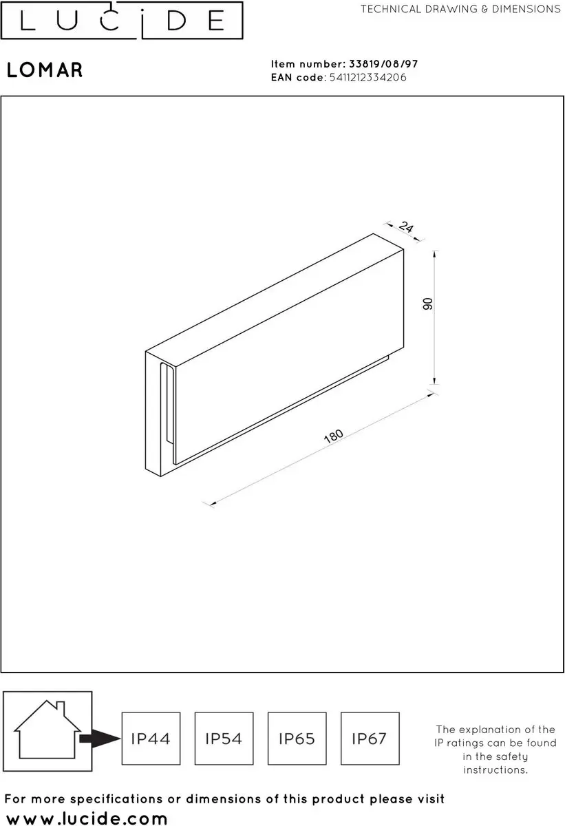 Lucide LOMAR Wandlamp LED 10W 2700K - Roestbruin