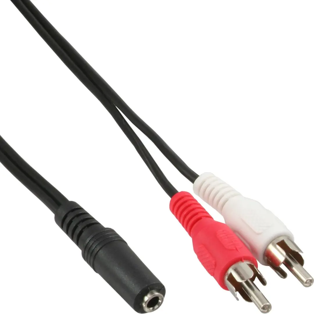 InLine® Audiokabel, 2x Tulp M naar 3.5mm V stereo, 0.2m