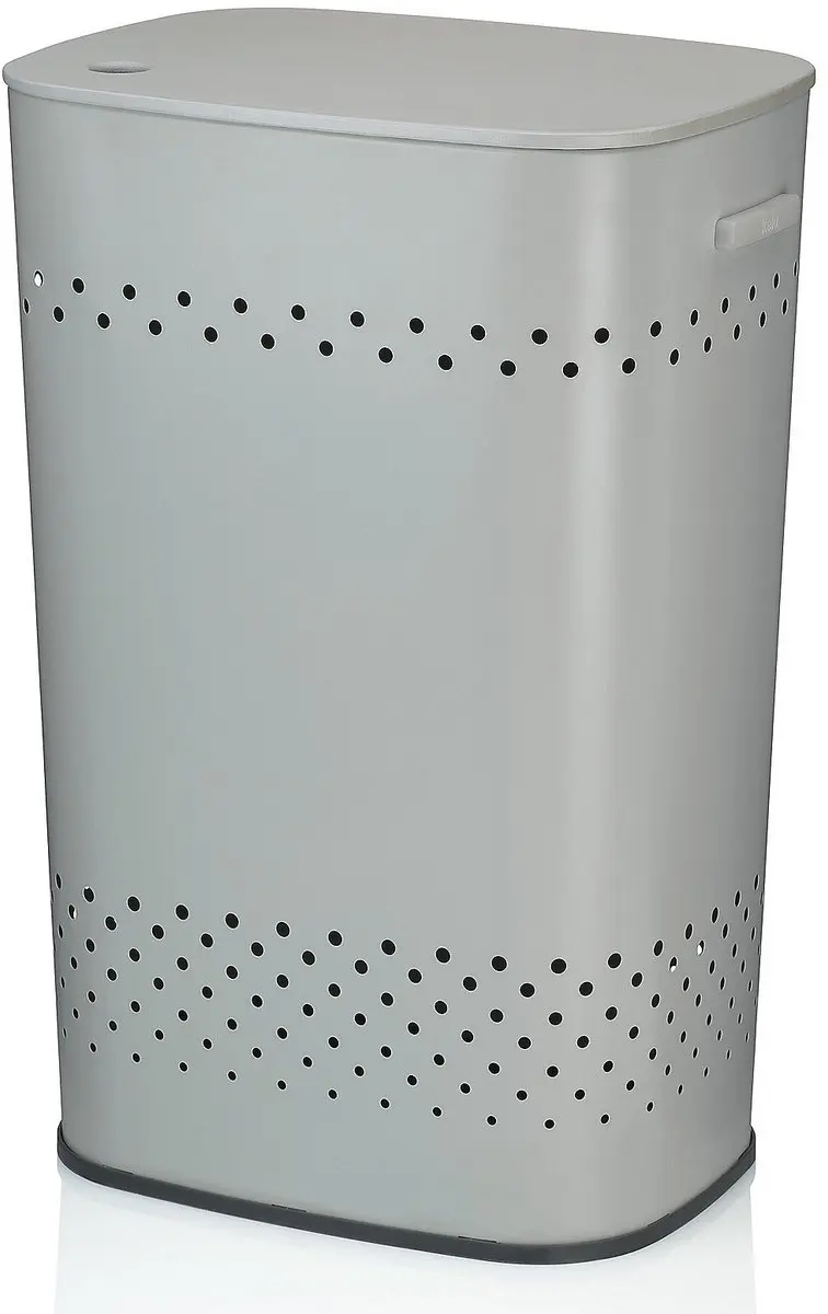 Wasmand, Met Zitdeksel, 60 L, RVS met Poedercoating, Grijs