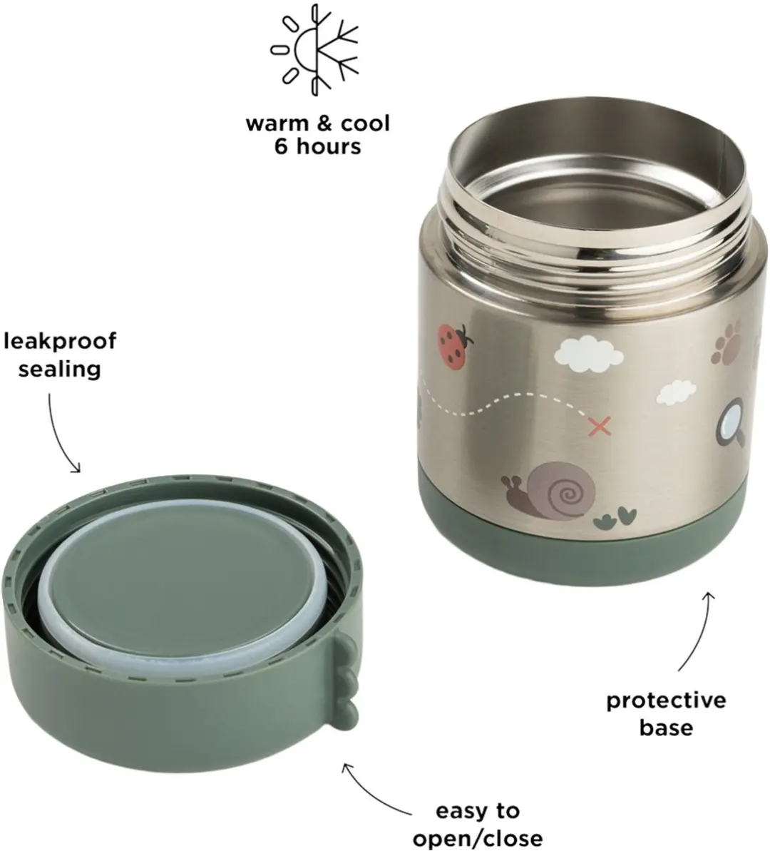 Done By Deer Tiny Trails Thermos Voedselcontainer 300ml - Groen - afbeelding 6 van 6
