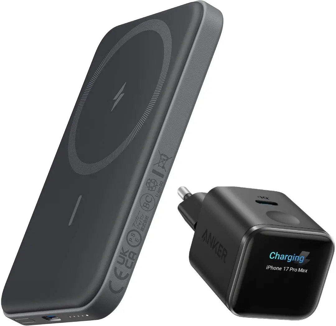 Anker MagGo 5000mAh Magnetische Powerbank + Nano 45W USB-C snellader met Smart D