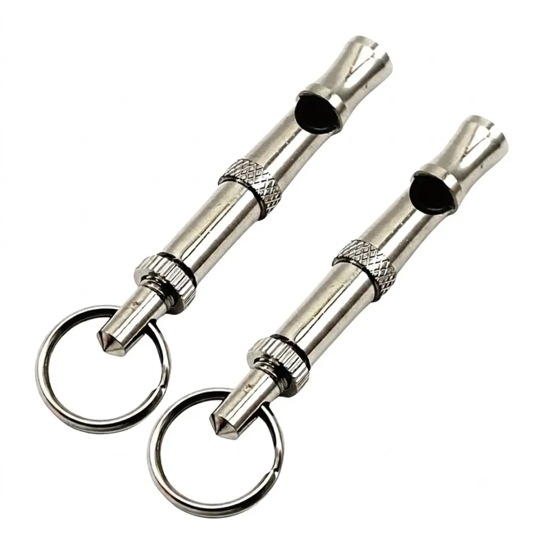 Zilverkleurig hondenfluitje noodfluitje 2 Pack voor honden training met sleutelh