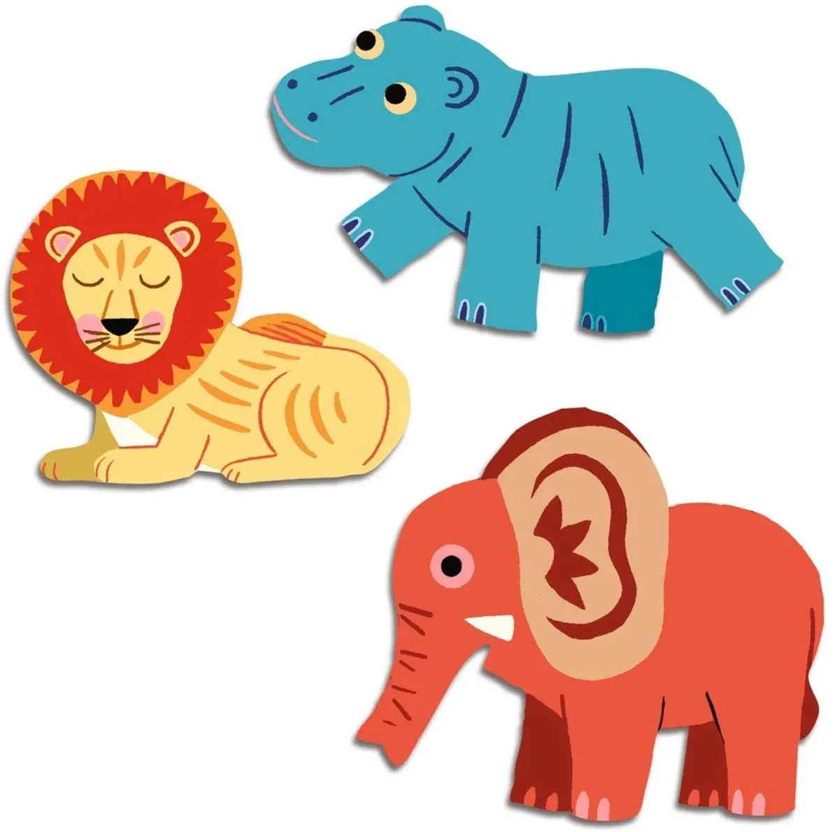Djeco Dieren Stickers - 62 Stuks Multicolor