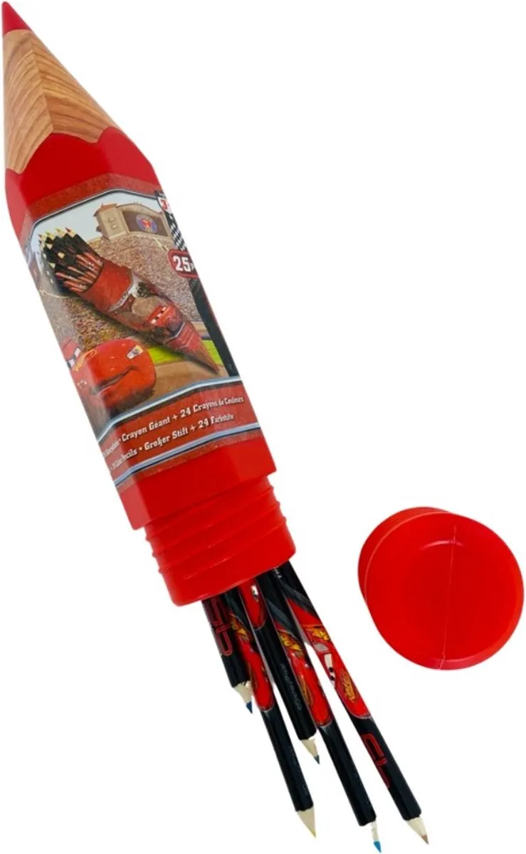 Disney Cars XL Potloodhouder - 25 Kleurpotloden - Multicolor