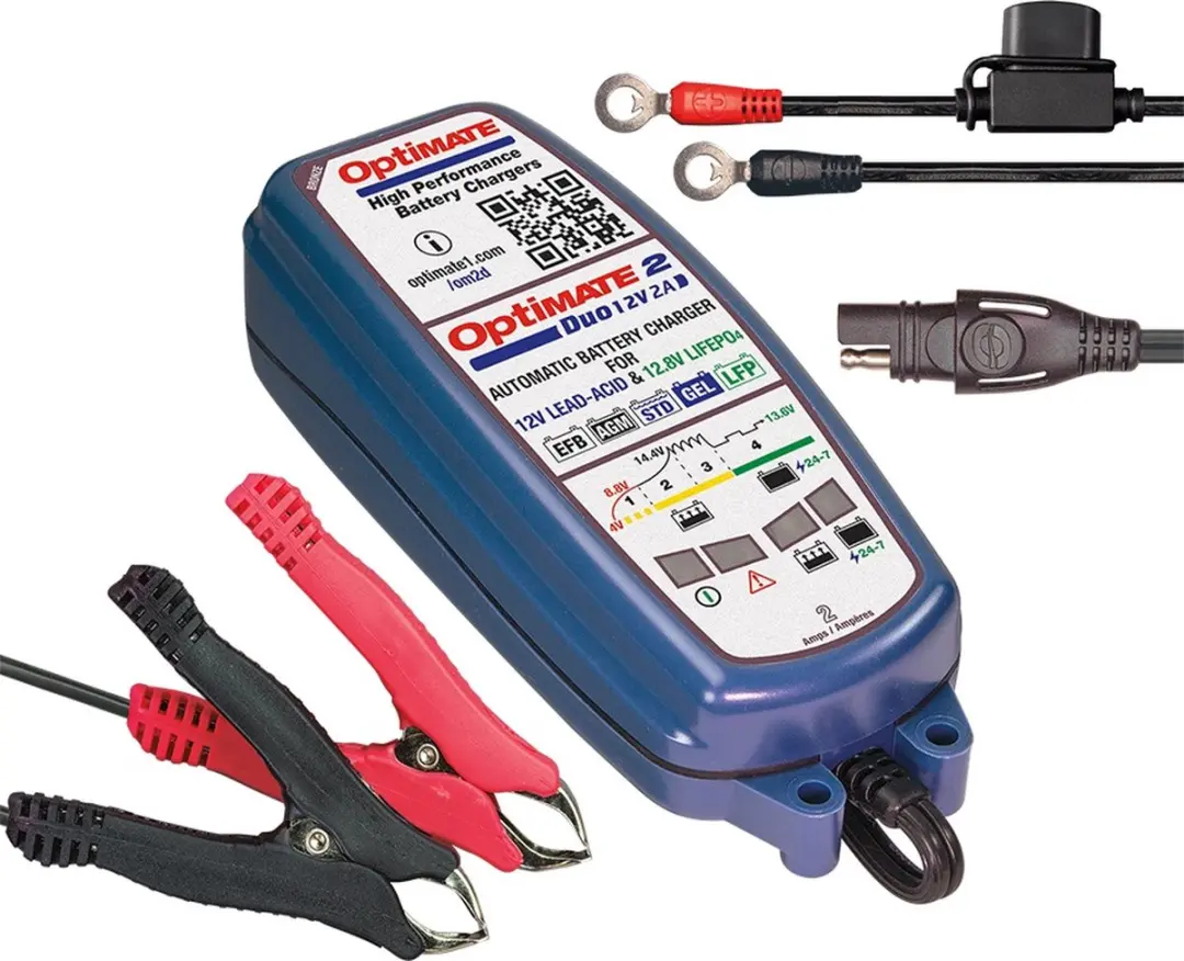 Tecmate OptiMate 2 DUO TM550 Acculader 12V - 2A - Loodzuur/LiFePO4 - afbeelding 6 van 6