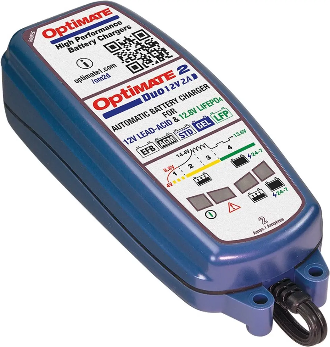 Tecmate OptiMate 2 DUO TM550 Acculader 12V - 2A - Loodzuur/LiFePO4