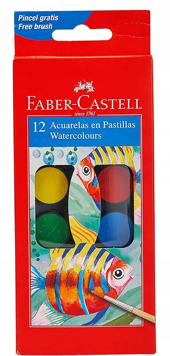 Faber-Castell Aquarelverfset 12 Kleuren - 24mm