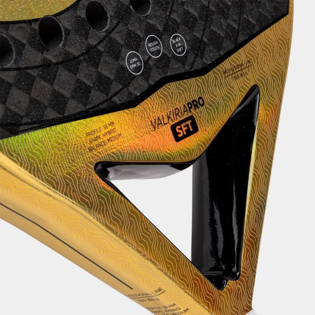 Joma Valkiria Pro Soft Padelracket L2 - Zwart/Goud - afbeelding 3 van 6