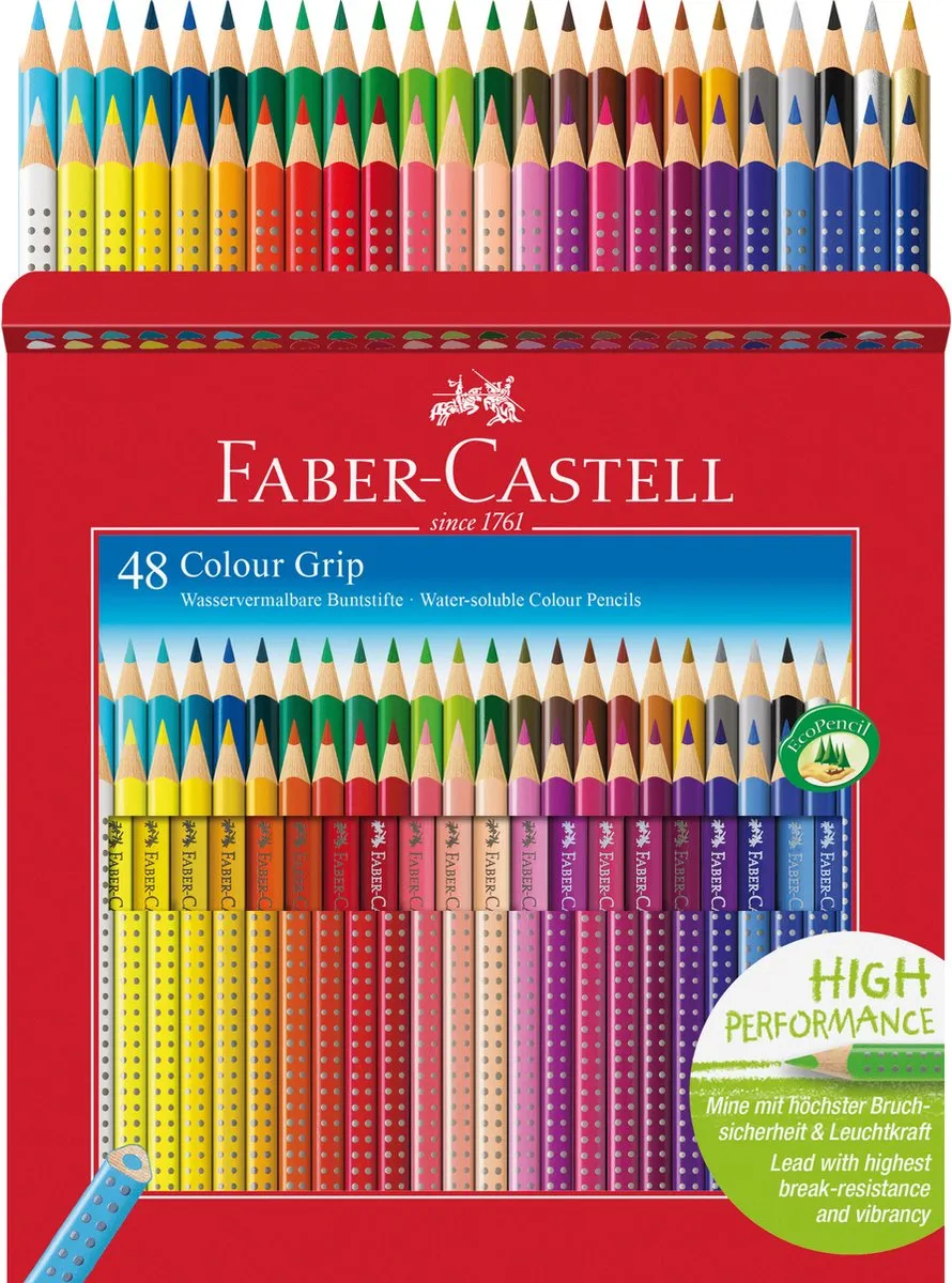 Faber-Castell Grip Kleurpotloodset 48 Stuks - A3 Schetsboek Gratis